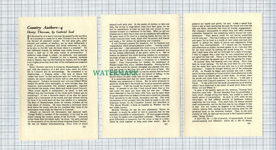 C4480) Henry Thoreau Author Gabriel Seal  - 1956 Small Article
