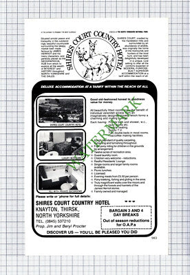 Shires Court Country Hotel Knayton Thirsk Jim Procter Advert - 1989 Cutting