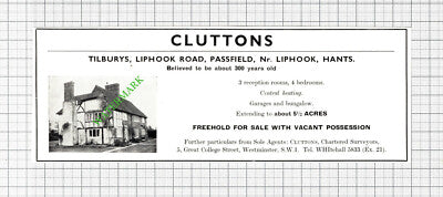 Tilburys Liphook Road Passfield Hampshire Sale Advert  - 1966 Cutting