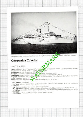 Cogedar Line AURELIA Ship / Companhia Colonial SANTA MARIA - 1980s Cutting