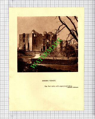 Scarborough  / Barden Towers Yorkshire   - c.1930s Book Print