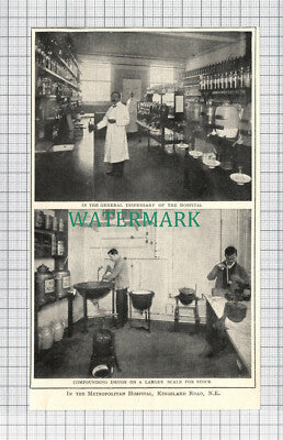 C3966) Metropolitan Hospital Kingsland Road London - 1915 Cutting