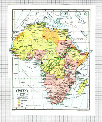 Small Map Of AFRICA  - Book Print / Pullout  - 1935