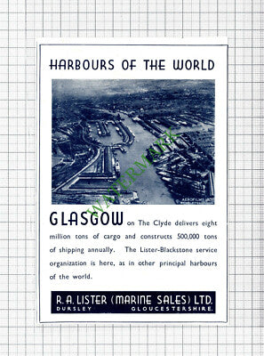 R A Lister Blackstone Marine Sales Durlsey Glasgow Advert  - 1947 Cutting