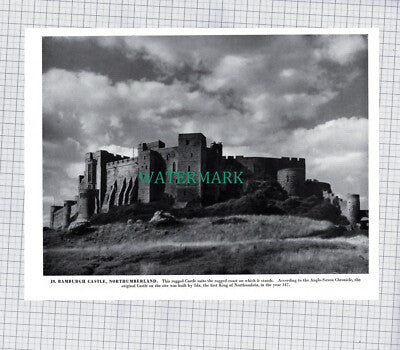 X1957) Edinburgh Castle / Bamburgh Castle   - 1960s Book Print