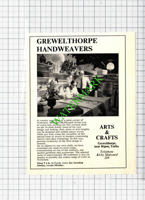 Malcolm McDougall Grewelthorpe Handweavers Ripon Small Advert - 1974 Cutting
