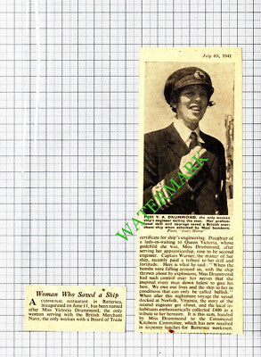 Miss Victoria Drummond British Merchant Navy Warner WW2 - 1941 Two-Part Cutting
