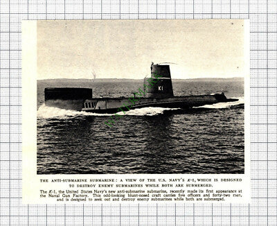 C4457) US Navy K-1 Submarine - 1952 Cutting