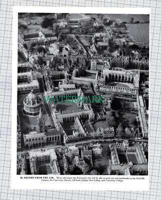 X1949) Oxford Aerial View / Stratford On Avon   - 1960s Book Print