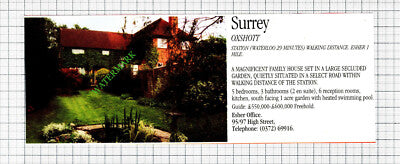 Oxshott Surrey House Sale Advert - 1988 Cutting
