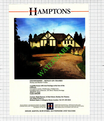 Murthly Perthshire / Henley-on-Thames House Sale Advert - 1991 Cutting