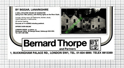 Biggar Lankarkshire House Sale Advert - 1980 Cutting