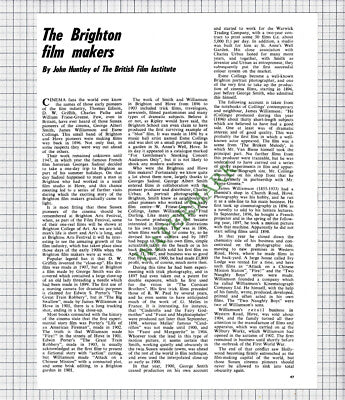 9434) Brighton and Hove Film Makers James Williamson George Smith - 1968 Article