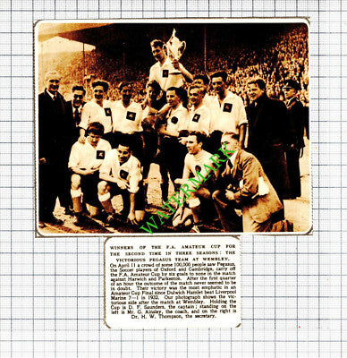 Pegasus Football Team Oxford Cambridge Saunders Ainsley  - 1953 Cutting