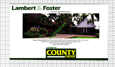 Hunton Maidstone Kent School House Sale Advert - 1988 Cutting