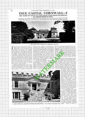 Ince Castle Cornwall Viscount Boyd Christopher Hussey - 1967 2-Part Article