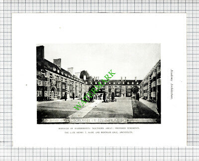 Borough Of Hammersmith Tenements Henry Hare Bertram Lisle Architect - 1922 Print