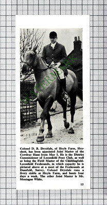 C4525) Col D B Drysdale Hoyle Farm Heyshott Cowdray Hunt  - 1967 Cutting