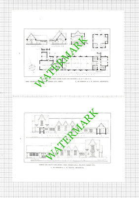 Free Church Hall Welwyn Garden City L De Soissons AW Kenyon - 1929 Book Prints