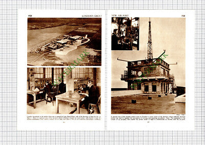 9209) Croydon Airport  Aerodrome -  1930s 2-Part Cutting / Print