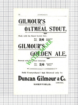 J L Cockayne Owlerton Brewery / Duncan Gilmour Sheffield Advert - 1908 Cutting