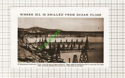 Summerland California USA Oil Wells - c.1940s Small Cutting