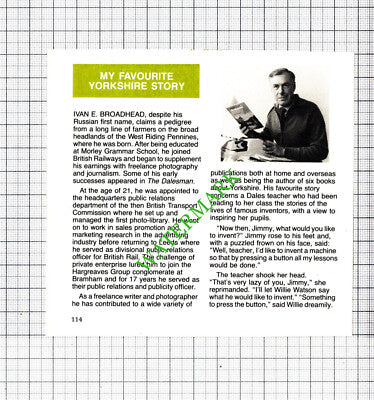 Ivan Broadhead Writer  - 1986 Cutting