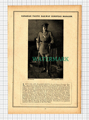 C5744) Lieut Col George McLaren Brown Canadian Pacific Railway - c.1917 Cutting