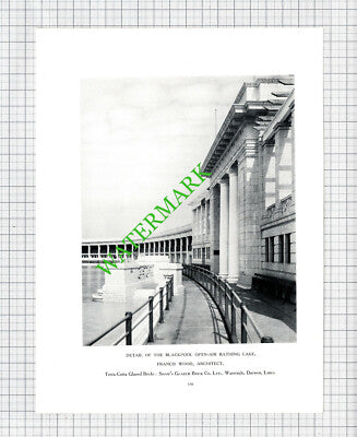 Blackpool Open Air Bathing Lake Francis Wood Architect - 1929 Book Print