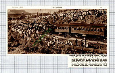 Brazilian Railways Train Crash Rio de Janeiro  - 1950 Cutting