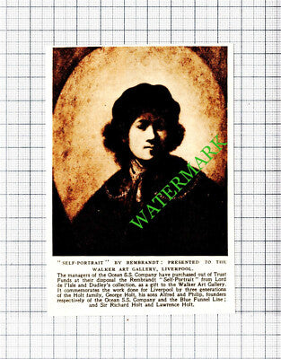 Walker Art Gallery Liverpool Rembrandt Ocean SS Company  - 1953 Small Cutting