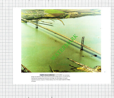 Forth Road Bridge / Fountains Abbey  Aerial View  c.1990s Cutting / Print