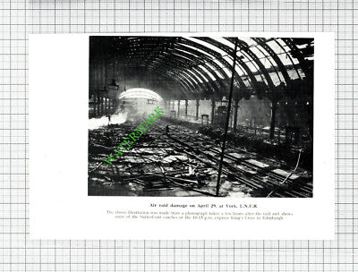 York Railway Engine Shed Ralph Wedgwood / Station Bombed WW2  - 1940's Cutting