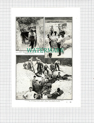 X1305) Durham Miners Yorkshire Recruits Trench Dig World War One WW1 - c.1918