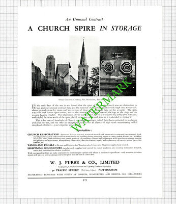 Stoke Golding Church Nuneaton WJ Furse & Co Nottingham - c.1947 Cutting / Print