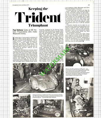 EB Historic Preparations Ltd Maserati Cars Ted Bailey  - 1977  Article