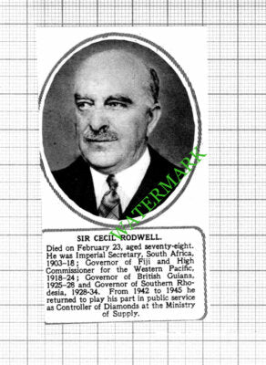 Sir Cecil Rodwell Obituary -  1953 Small Cutting