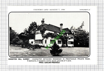 Kingston Hill Surrey House Sale Advert  - 1980 Cutting