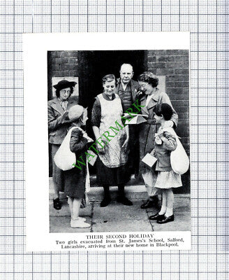 St James's School Salford Blackpool Evacuees WW2 World War 2 1940s Small Cutting