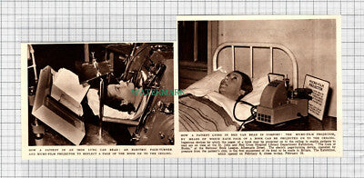 C5063) Invention Micro Film Projector Hospital Reading Page Turner - 1950 Clip