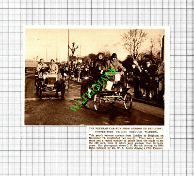 Veteran Car Run London To Brighton C F Burton Dr W A Taylor - 1950 Small Cutting