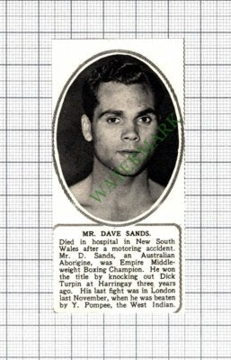 C8102) Mr Dave Sands Boxing Champion Obituary - 1952 Small Cutting