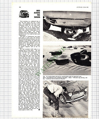 9031) Tim Miller Jonathan Green-Armytage Mini Across Sahara -   1966 Article