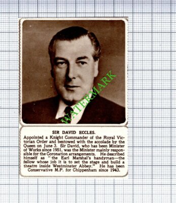 Sir David Eccles - 1953 Small Cutting