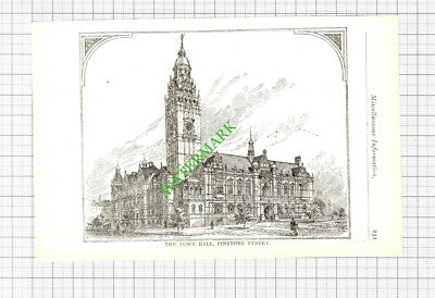 The Town Hall Pinstone Street Sheffield  -1897 Cutting