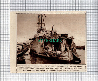 C5142) HMS DELHI SHIP Damaged - 1945 Clip