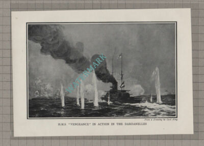 C3767) HMS Vengeance In The Dardanelles - c.1920s Book Print
