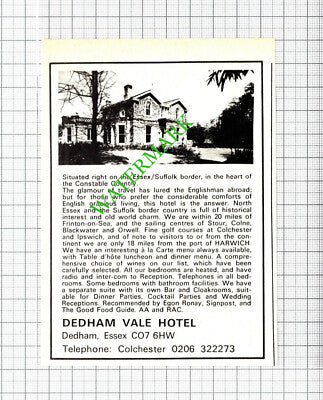 Dedham Vale Hotel Essex Small Advert   - 1974 Cutting