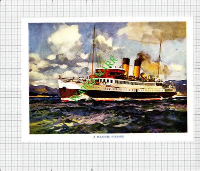 Pleasure Steamer Boat / Coaster Ship  - c.1948 Print