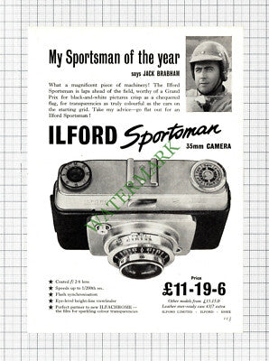 Ilford Sportsman Camera Jack Brabham ADVERT - 1960 Cutting